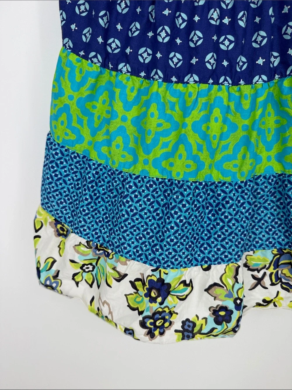 Vtg The Children’s Place Blue & Green Tiered Halter Dress 6X/7 100% cotton